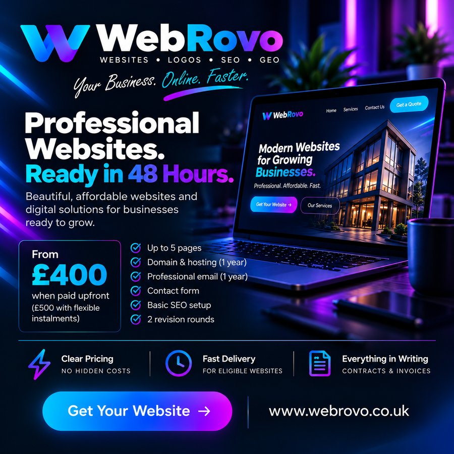 WebRovo — professional websites ready in 48 hours